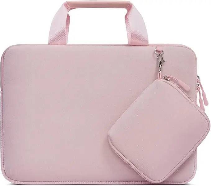 Étui de protection pour ordinateur portable en néoprène étanche pour femmes avec poignée et petit sac de rangement de batterie détachable