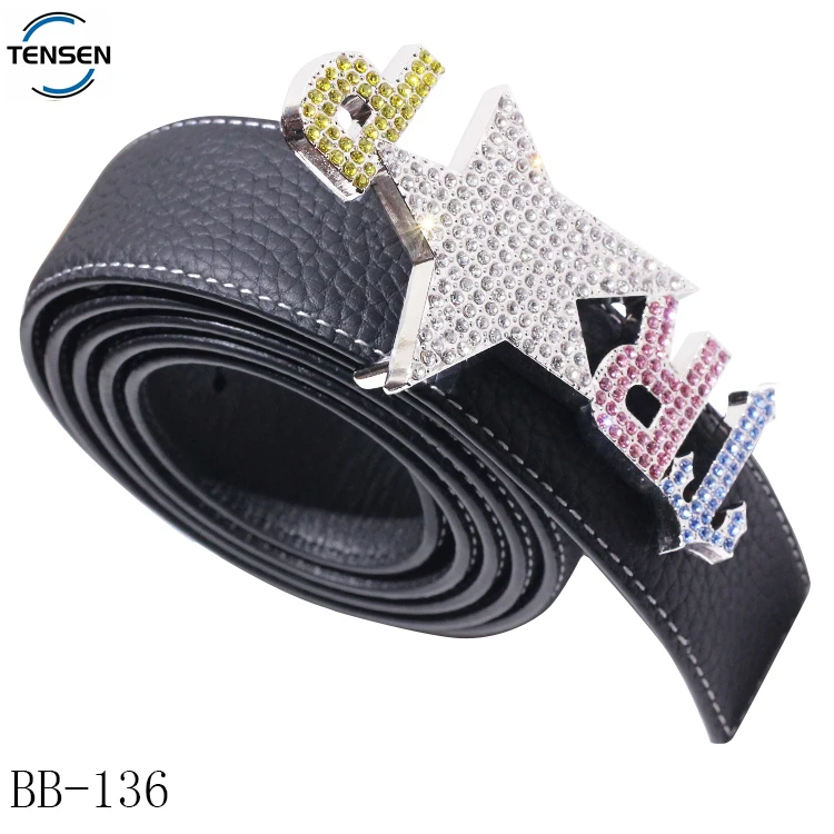 Custom Black Rhinestone Belt with Letter Buckle - Durable  display picture 1