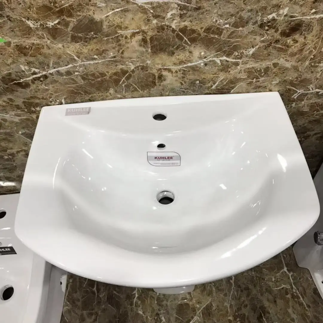 Wholesale Cheap Price Sanitary Ware Suite White Pedestal Sink Standing Basin For Hotel Bathroom