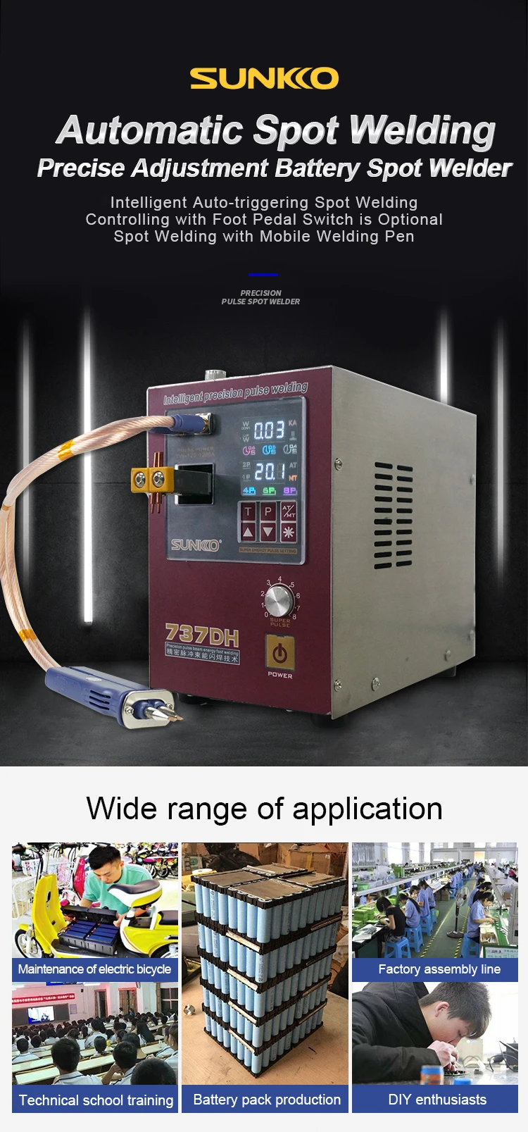 Sunkko 737dh Spot Welding Machine Induction Delay 4.3kw High Power