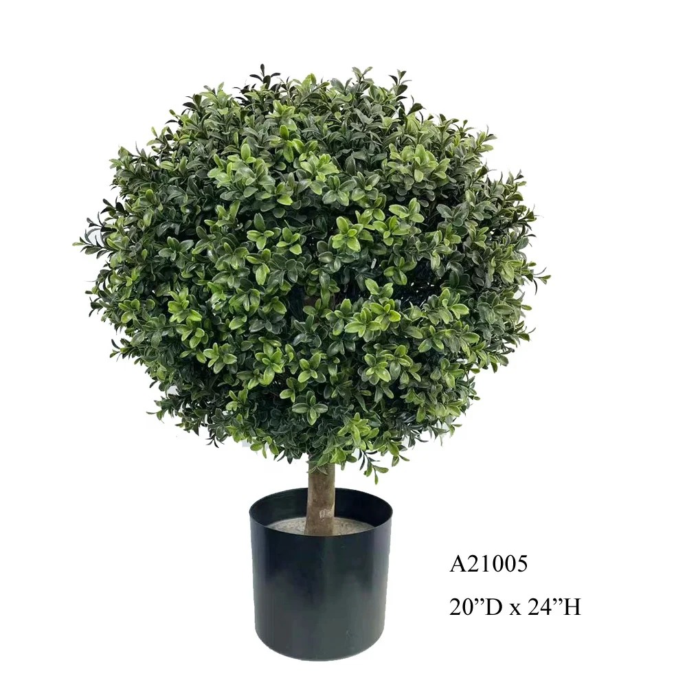 Artificial Plants & Greenery Simulation Topiary Ball Bonsai Green Faux Boxwood Trees Potted High Quality Buxus 60Cm