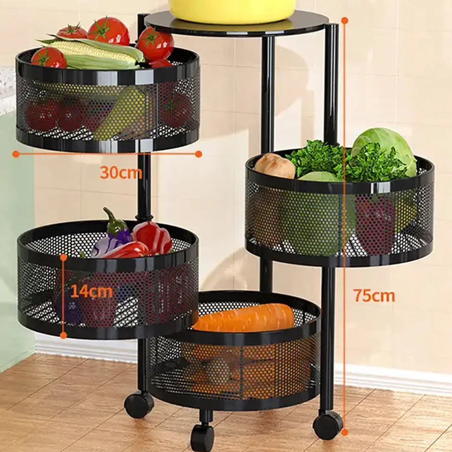5 Tier Multi Layer Storage Rack Metal Sturdy Fruit Basket Kitchen Accessories Storage Holders