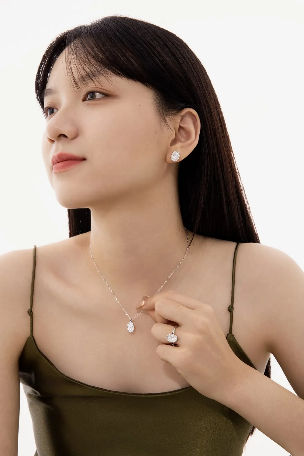 KAKODIY Unique Personalized Design 925 Sterling Silver 5A Zirconia Oval Bean Shape Pendant Necklace High Top Boutique Silver Jewelry detail 8