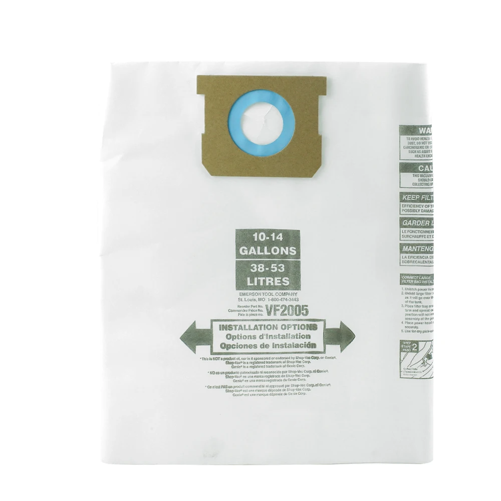 White Paper Disposable Vacuum Cleaner Dust Bag Replace For Shop Vacs 10