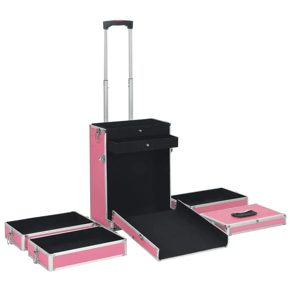 Suitcase Makeup Boxes Case Professional Makeup Trolley Case with Form for Hairdressing Hard Storage Aluminum Cover CE Fashion