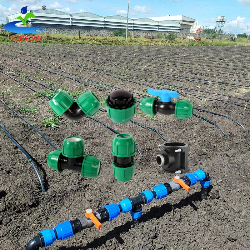 Yibiyuan Green 1 Hectare Drip Irrigation System HDPE Water Pipe Coupling Quick Connect Compression Fittings 20-110mm Diameter