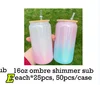 16oz ombre couleurs mélangées avec couvercles en bambou