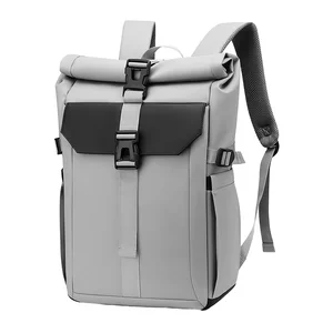 Custom Logo Casual Roll-Top Backpack Double Shoulder Strap  Outdoor Travel Commuting Casual Laptop Backpack