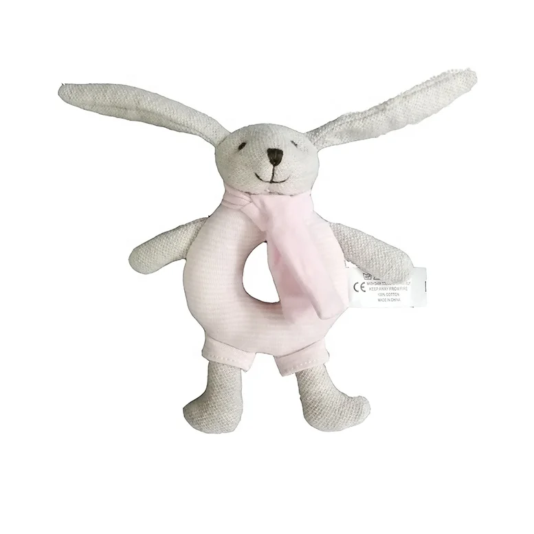 SUNKING, новый продукт EN71, 100% хлопок, детская погремушка, длинные уши, кролик, детский ручной звонок, мини-игрушка кролик