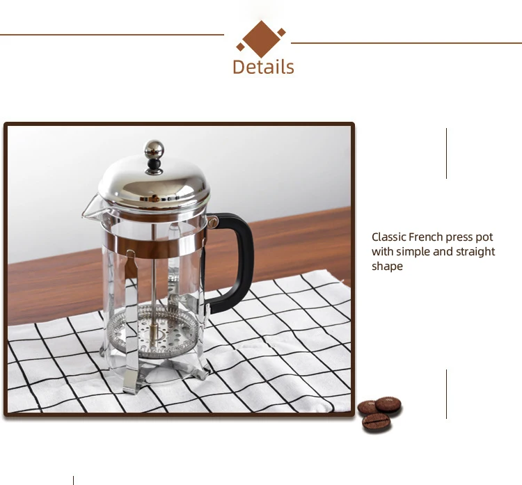Cuasting Glass French Press Caffettiera Teiera Caffè Pressa da 600 ml Vetro borosilicato con Manico Resistente al Calore 