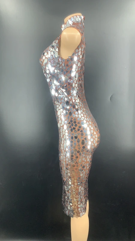 Hot Sell Mid Length Plus Size Evening Dress for Women Glitter Sequin  Appliqued Elegant Gorgeous Stretchy Fabric for Dress