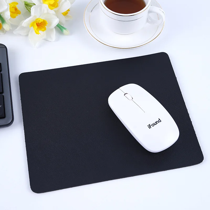Customizable Logo Small Waterproof Leather Mouse Pad Solid Color Simple Laptop Desk Mat 3D Cartoon Style Computer Pad in Stock