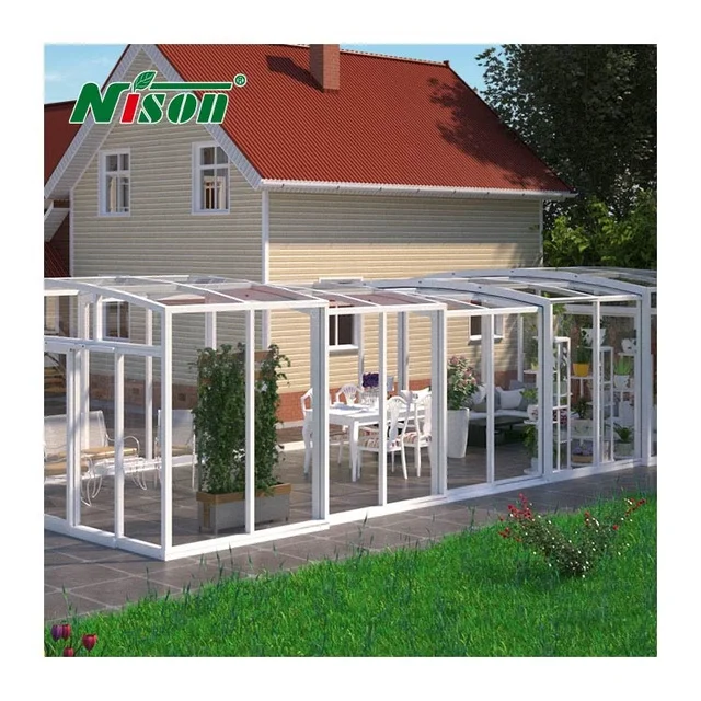 Industrial Design Foldable Sunroom Insulating Glass Roof Aluminum Alloy Frame Living Room Exterior Movable Standalone Glasshouse