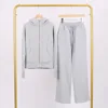 Heather gray and gold zip-up slim-fit set