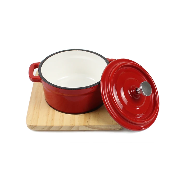 Hot Sale Mini Size Small Cast Iron Casserole Dish Pots with Wooden