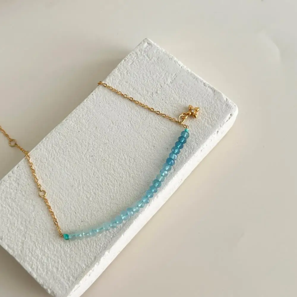 KAKODIY Ins Style 18K Gold Plated 925 Sterling Silver Jewelry Natural Blue Crystal Bead Chain Bracelet detail 9