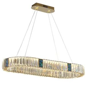 Home Decoration Round 2-Rings Modern Ceiling Crystal Lamp for Restaurant Kitchen Island LED Luxury Chandelier Pendant Light Fixt