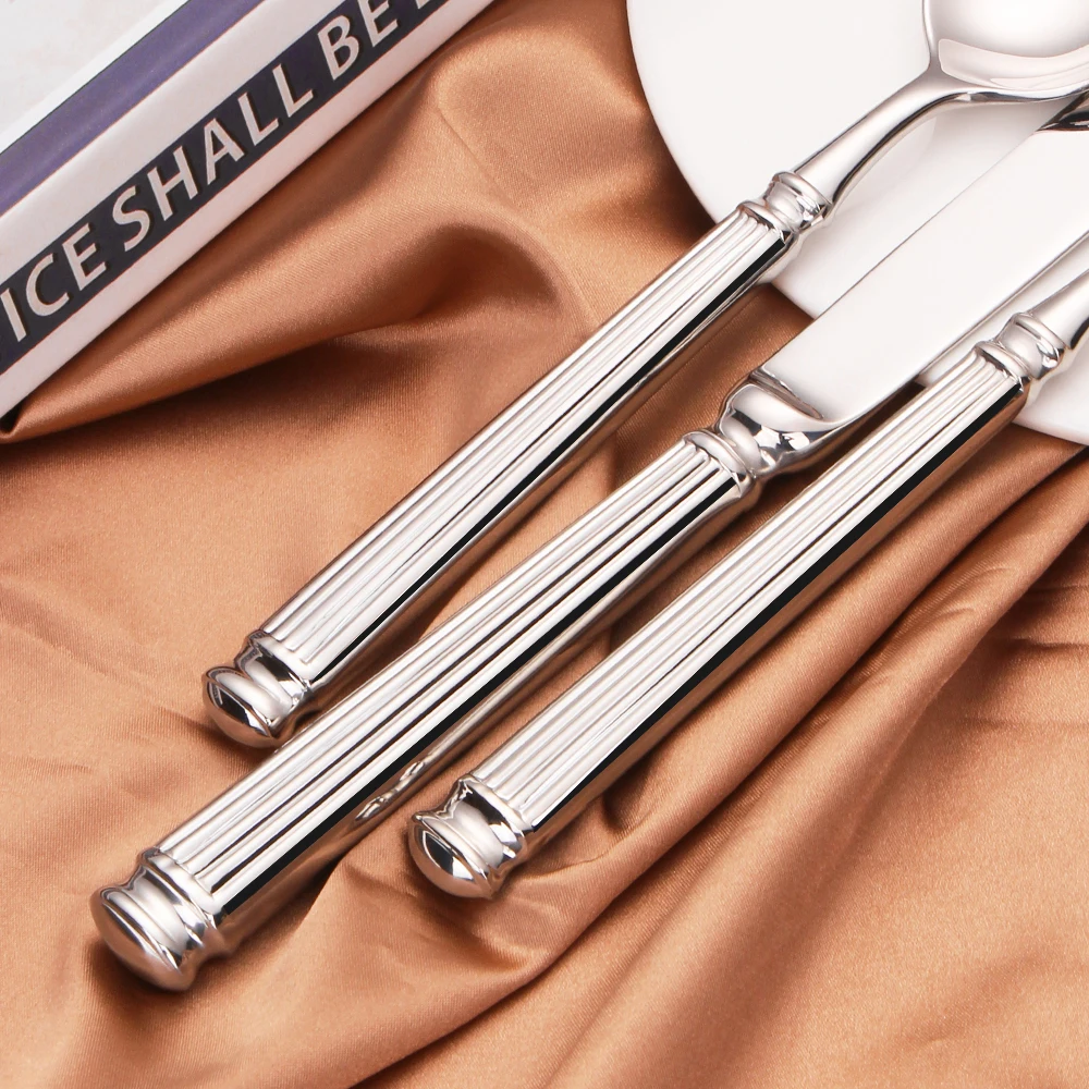 High End 18-10 Flatware Set Luxury 18-10 Stainless Steel Heavy Duty Cutlery Set Solid Fork Spoon for Home Kitchen Restaurant
