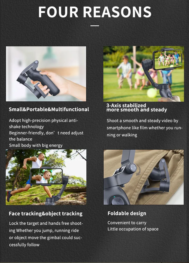 FY3 3-Axis USB Charging Gimbal Universal Adjustable Direction for Smartphone Video Photography Handy Camera Gimbal Mobile Phone