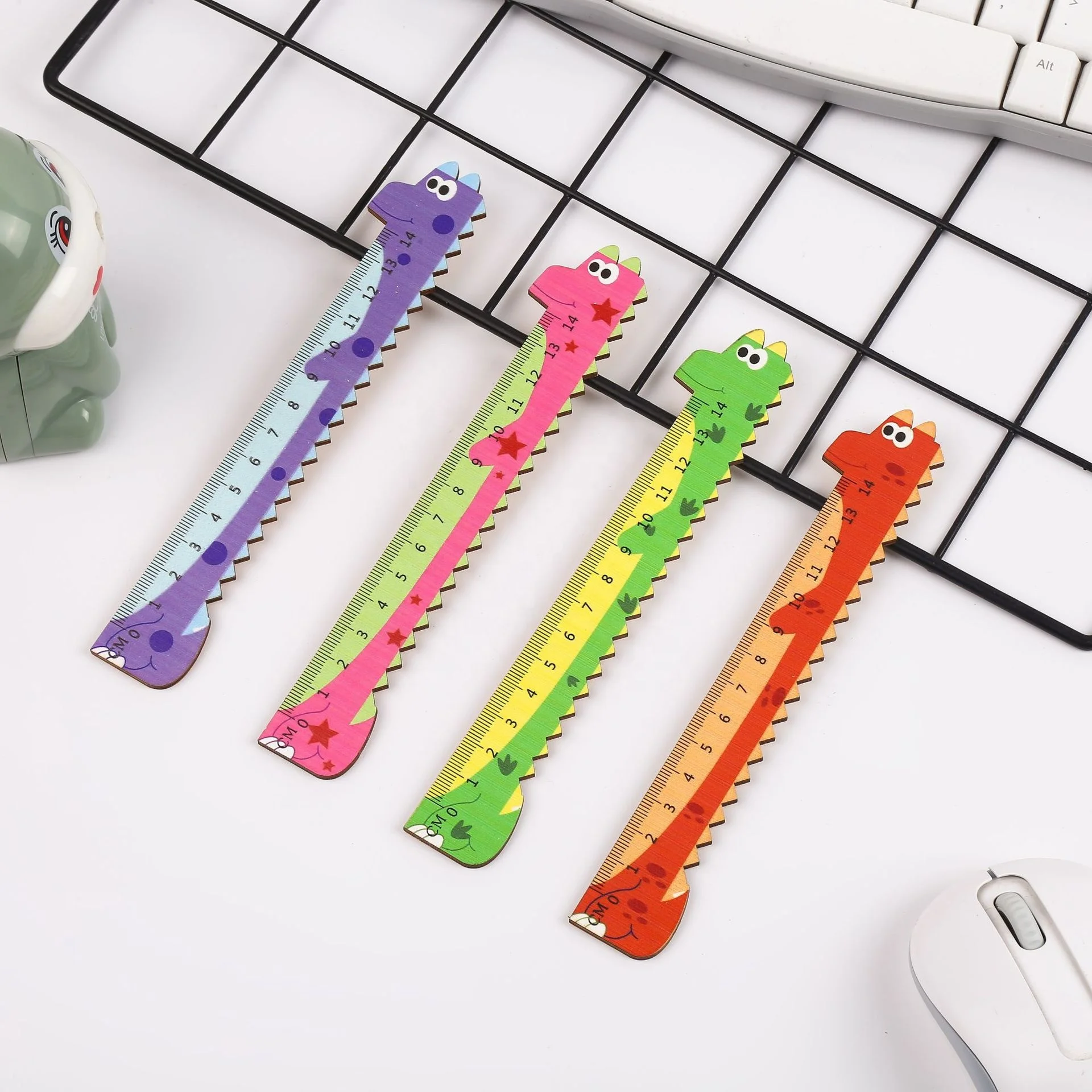 Оптовая продажа детская деревянная линейка в форме динозавра 14 см