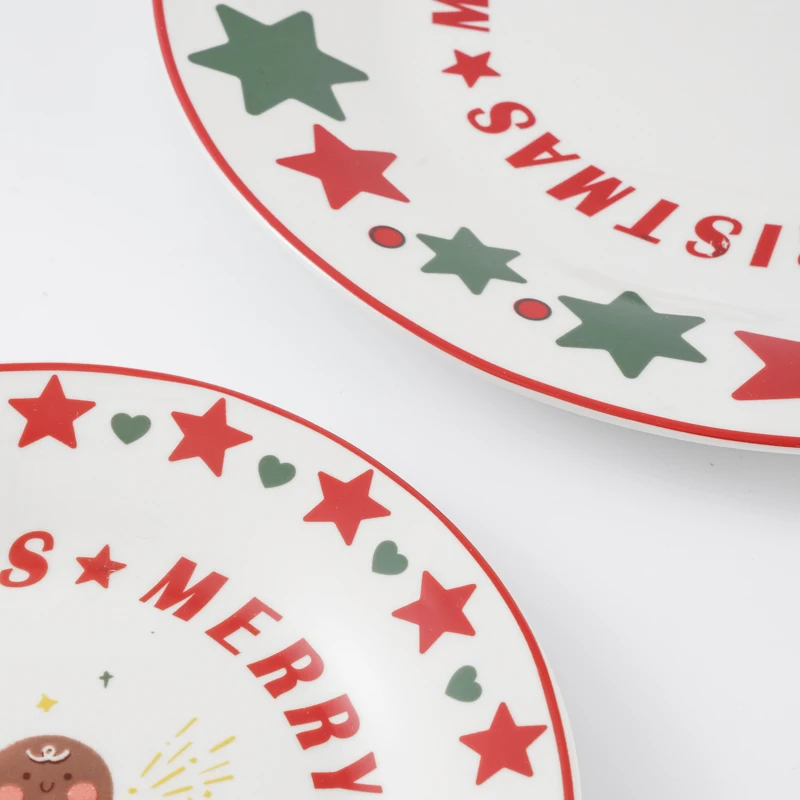Modern Christmas Design American Dinnerware Durable Ceramic Tableware Set Custom Patterns for Hotels Restaurants Includes Plates