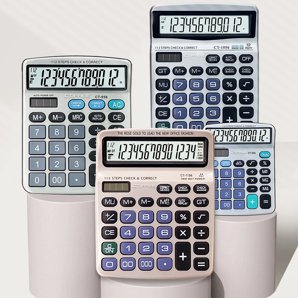 Calculatrice De Bureau Procalc TRULY 12 Chiffres Solaire + Pile - Taxes Marges Écran Incliné