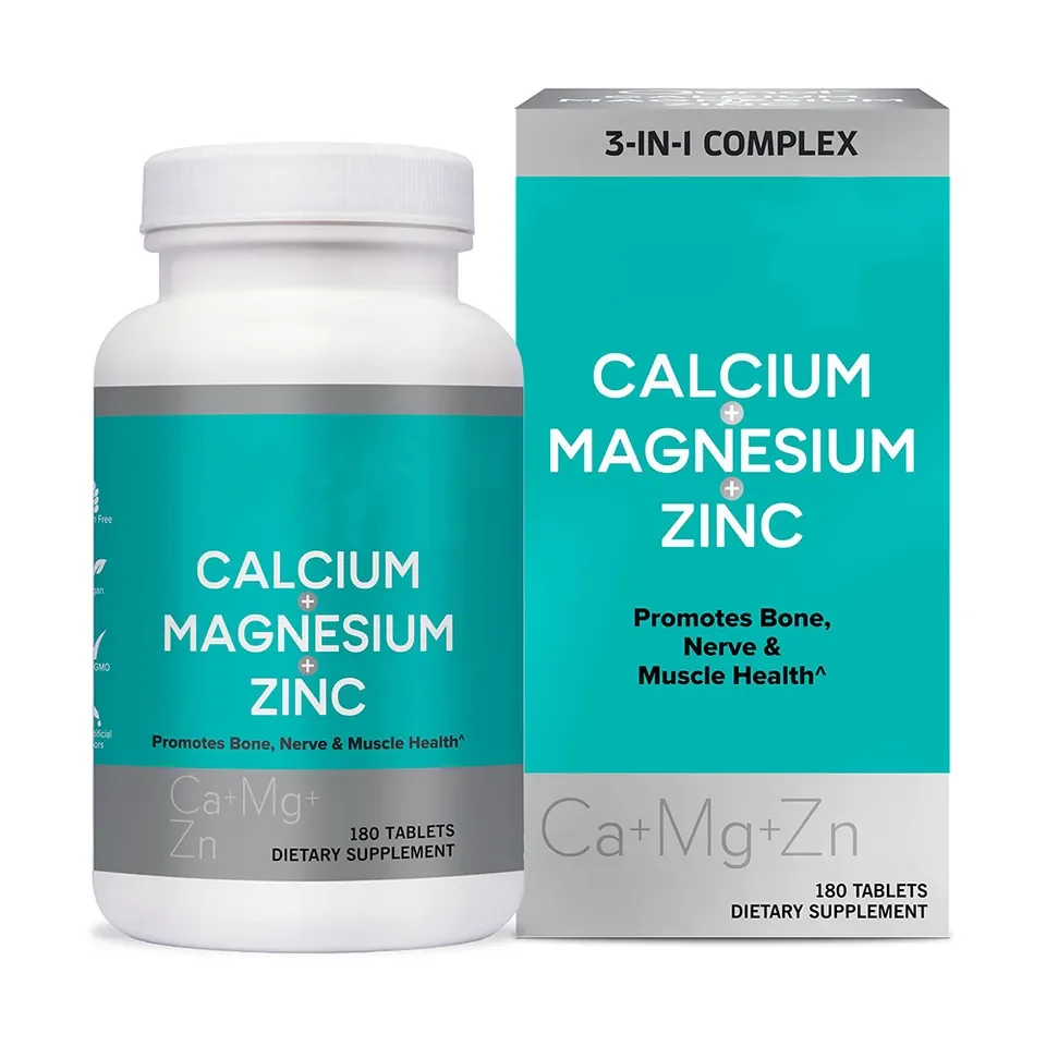 Private Label Calcium Magnesium Zinc 3 in 1 Capsules Immune Support Bone Nerve Muscle Health Supplement Magnesium Pills Tablets