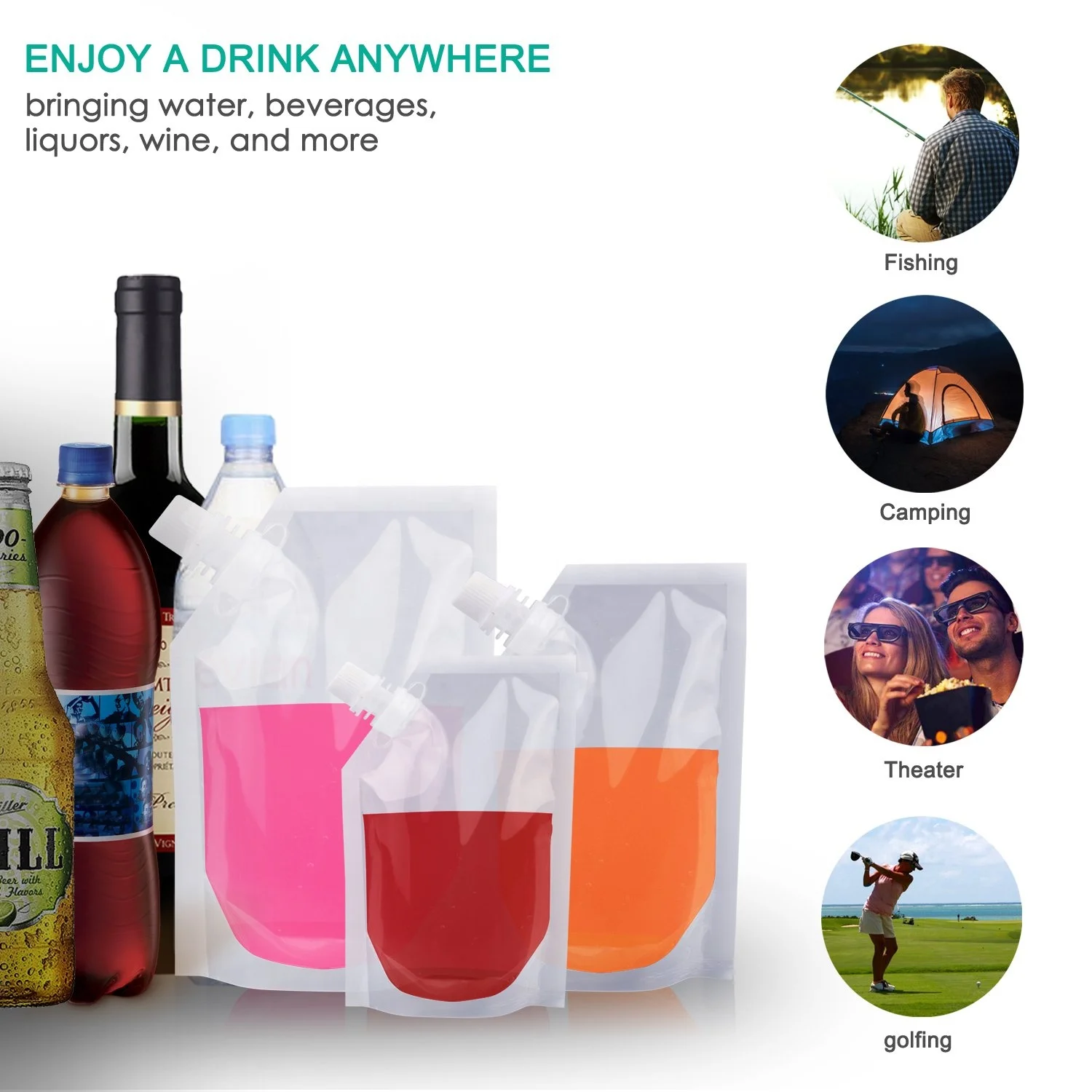 Competitive Price Clear Plastic Flask Bags Travel Beverage Alcohol Liquid Liquor Packaging Cruise Sneak Liquor Spout Pouch