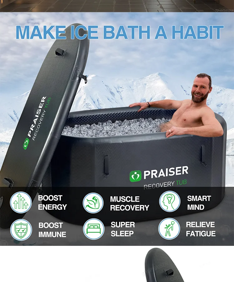 2 Person Black Portable Spa Inflatable Hot Tub Outdoor Ice Bathtub for ...
