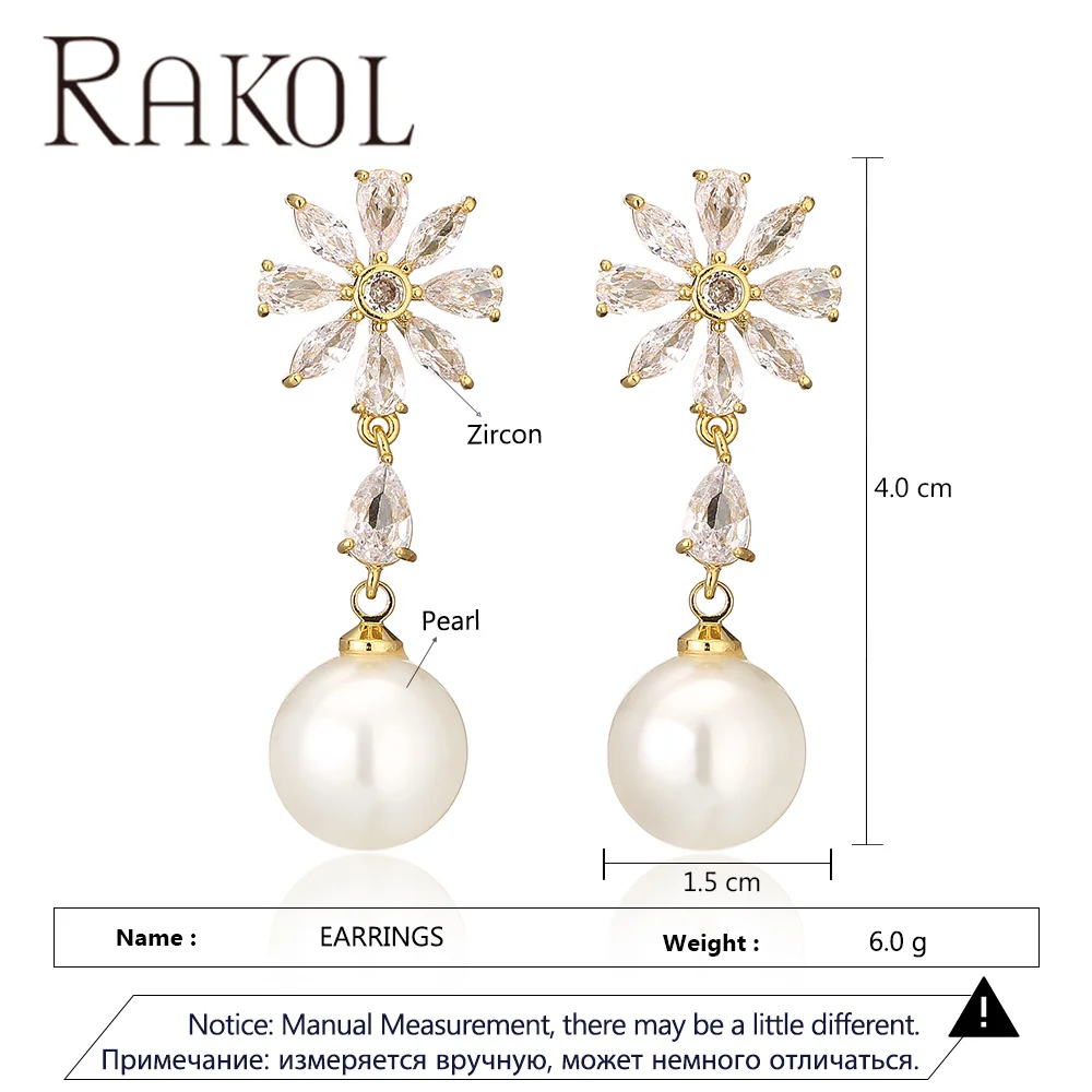 Rakol Ep5642 Wholesale Hot Sell Pearl Dangle Female Earrings Flower
