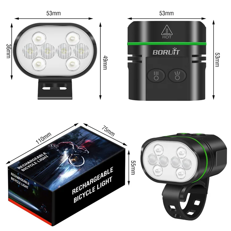 Boruit L5 Super Bright 1300 Lumens Bicycle Light IP67 Waterproof