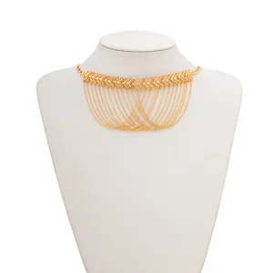 Women  Jewelry 14K Gold Plated Necklace Saudi Arabia Jewelry Weddings Parties 24K Gold Plating Direct China Wholesale