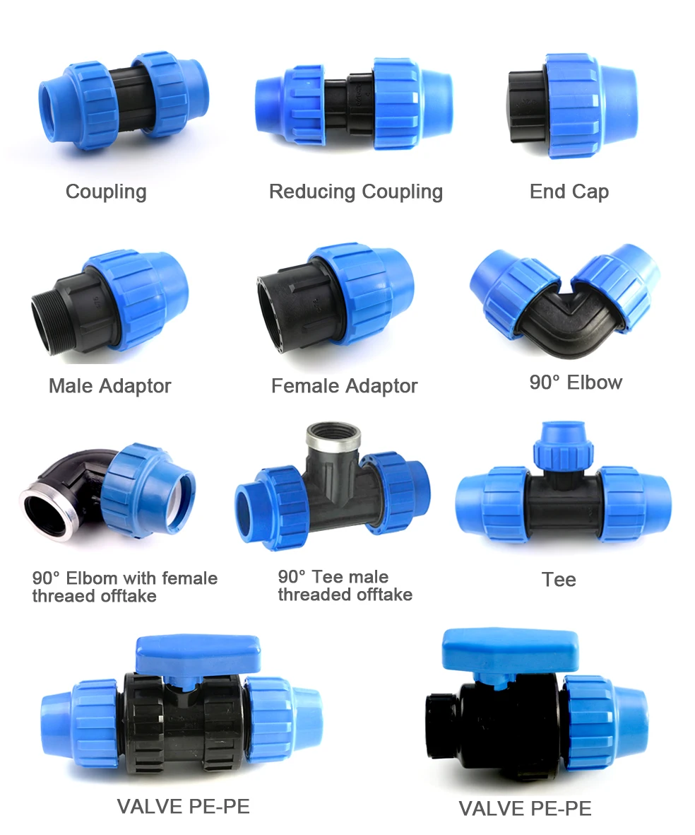 Garden IrrigationLDPE HDPE Pipe Connector Fitting 10bar 16bar Compression Coupling Fitting