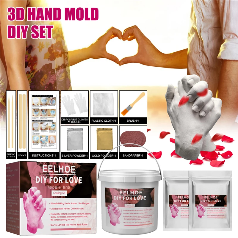 Eelhoe Keepsake Hands Casting Kit Stick Silver Gold Powder Sandpaper