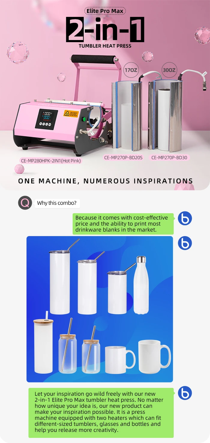 Bestsub 30oz 20oz 13oz 18oz 2 In 1 Transfer Glass Tumbler Machine