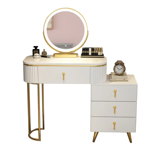 Minimalist Light Luxury Dressing Table Set Bedroom Storageintegrated Dressing Table with LED Lights Wall Mounted Dressing Table