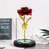 Plastic bottom + leaves Red gold foil flower