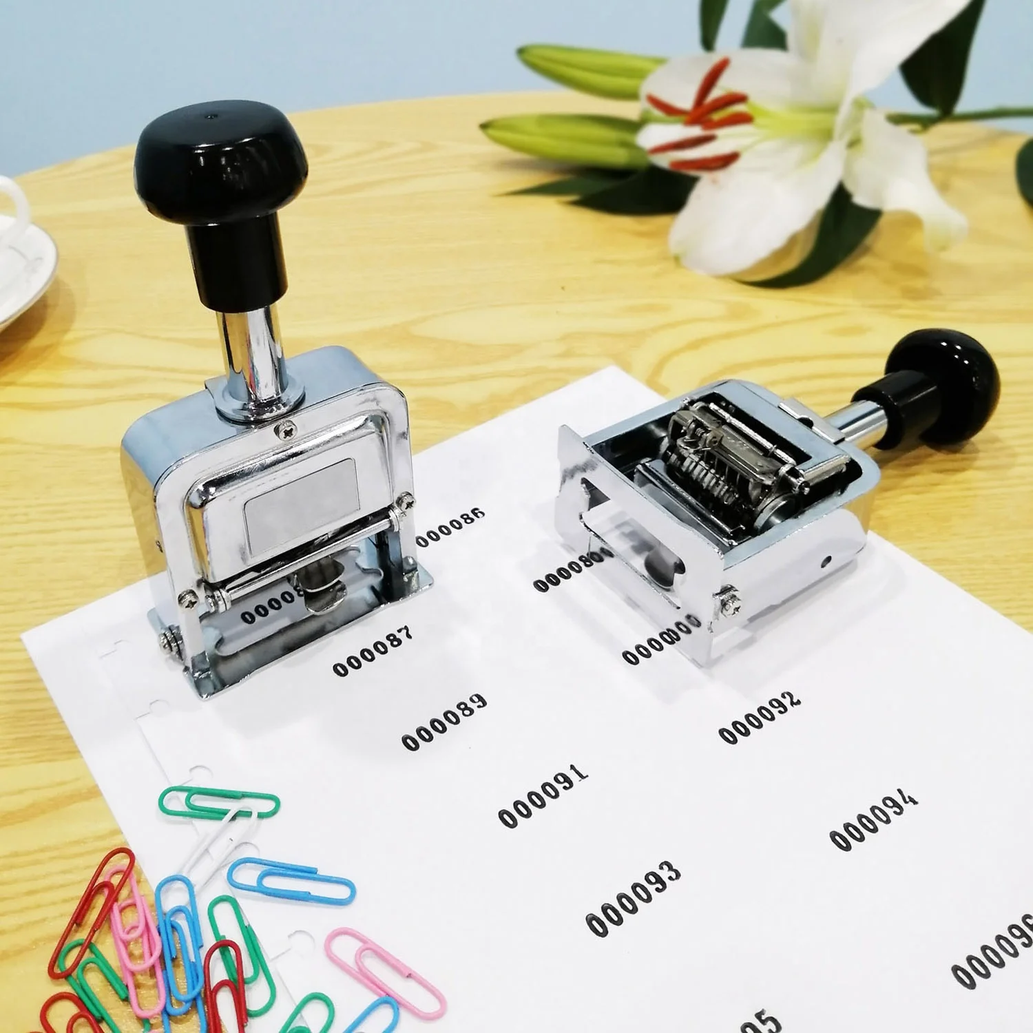 Wholesale 6 Digit Serial Number & Date Stamp Auto-inking Machine Hand Manual Page Auto Numbering for Office Use Metal Structure