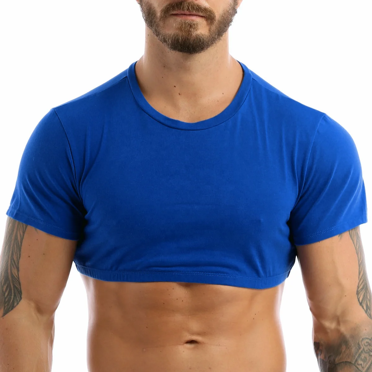 JL-82009 New Arrival Soft Cotton Comfortable Men Crop Top T Shirt Cool Oversized Crop Top T-Shirt Men
