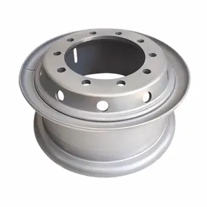 High Quality Heavy Duty Truck Parts New 10.00-20 Tires and 7.50V-20 Steel Ring Truck Wheels in Silver Finish