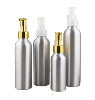 Customized 500 ml 250 ml 200ml  Aluminum Lotion Pump Gold Dispenser Shampoo Lotion Aluminum Bottles