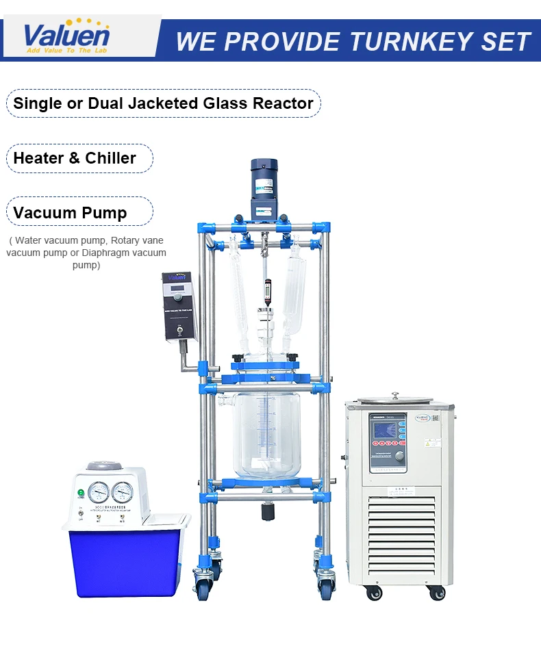 Valuen 5L Crystallization Reactor Double Jacketed Glass Reactor  double layer glass reaction kettle manufacture