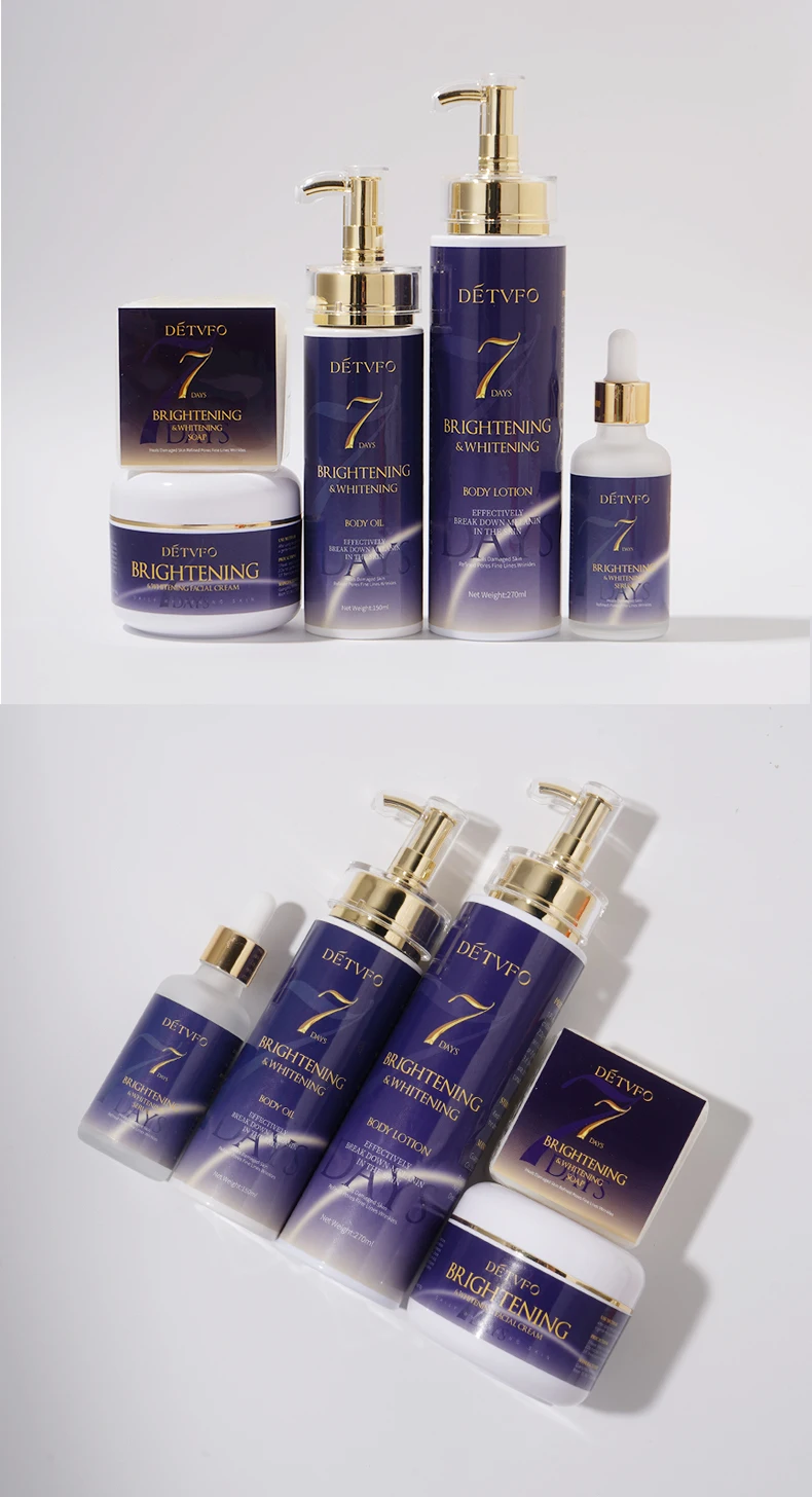 Skin Glowing Moisturizing 7 Days Whitening Cream Strong Bleaching Private Label Skin Care Set