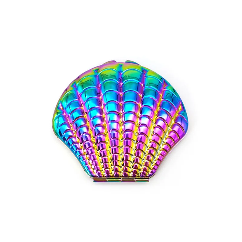 Wholesale Shell Shape Small Metal Makeup Mirror Foldable Double Sided Portable Makeup Mirror
