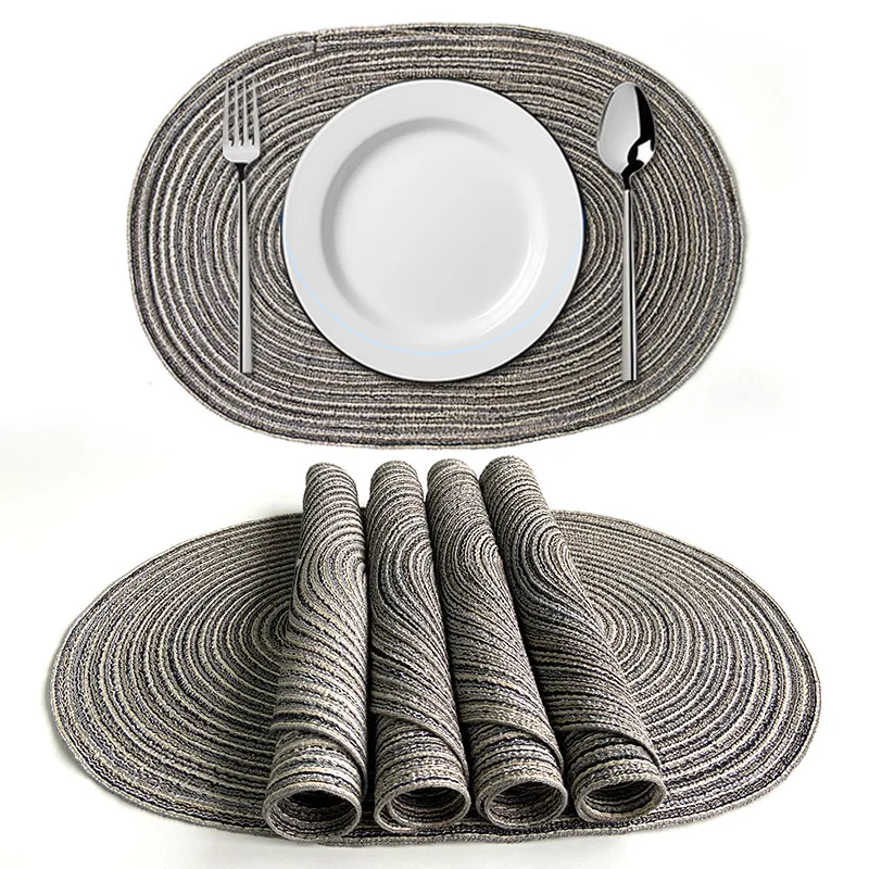 Inyahome Natural Heat-Resistant Plastic Kitchen Accessories-Oval Braided Woven Placemats aperçu 7