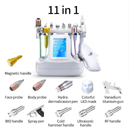 11 in 1 Small Bubble Vertical Hydra Dermabrasion Oxygen Facial Rejuvenation Machines 11Heads Ultra Micro Bubble Cleaner Sink Pee