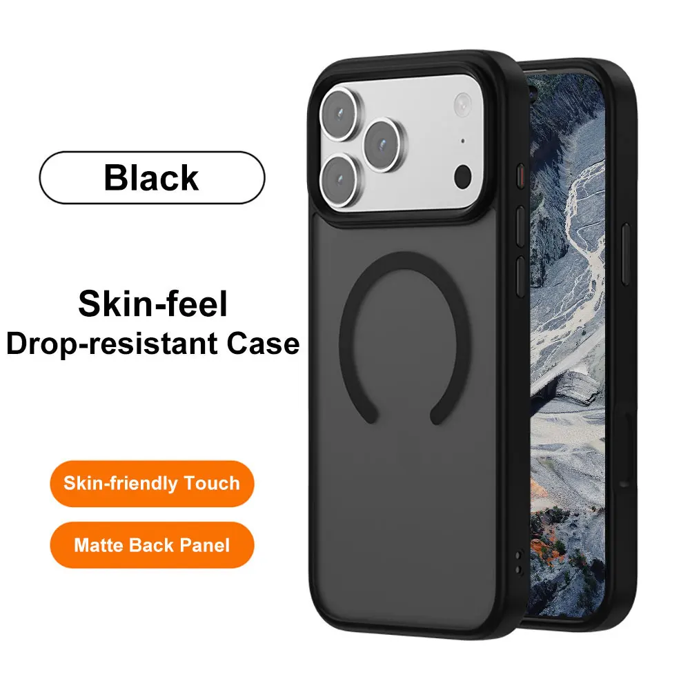 product laudtec shockproof cover smooth skin feel drop resistance matte back panel magnetic mobile phone case for iphone 17 air pro max-6