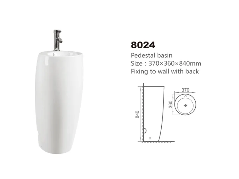 Sanitary Ware Stock Round Sink Pedestal Sink Hand Wash Basin For Bathroom