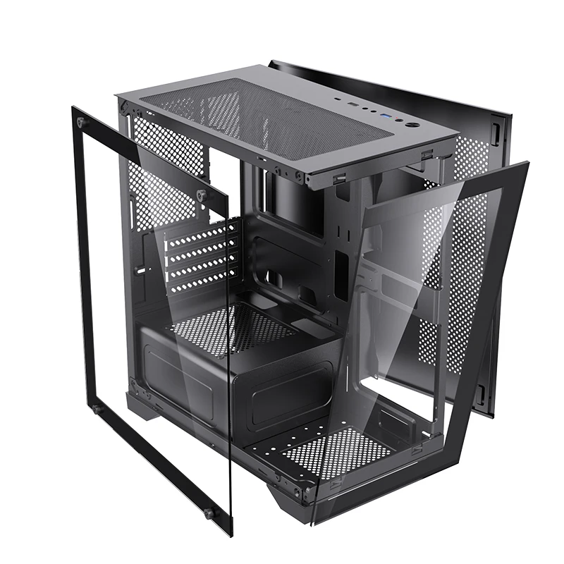 Lovingcool Factory Custom Table PC Computer Case Built in Transparent Glass Mid Tower MATX ITX PC Case Parts RGB Cooler Cabinet