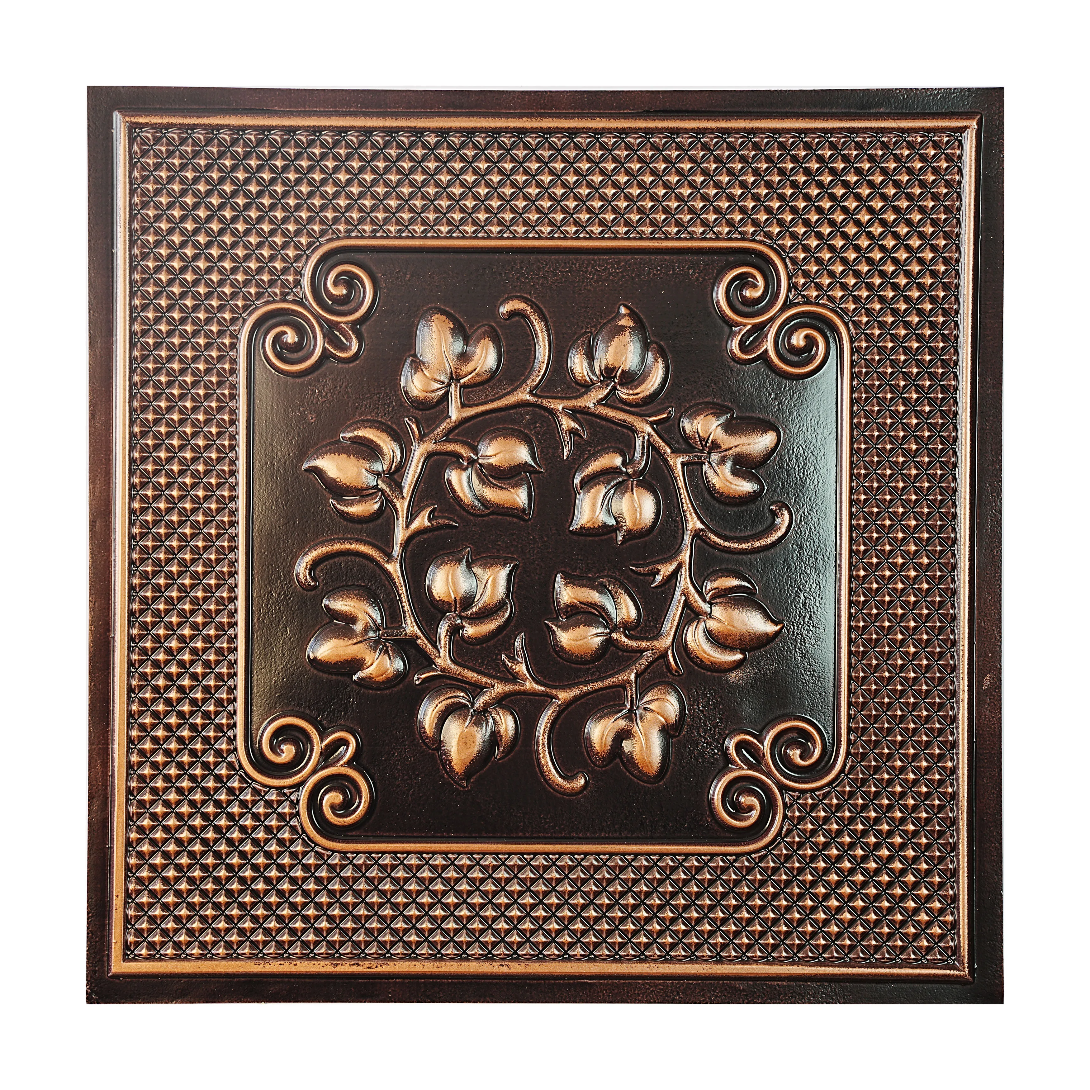 Faux Painting Ceiling Tiles PVC Tin Panel Artistic 3D Decorative Board for Cafe Club Salon PL66 Traditional copper PAINTSDECOR